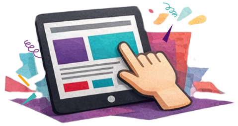 Colorful Infographic with screen layout for a website audit