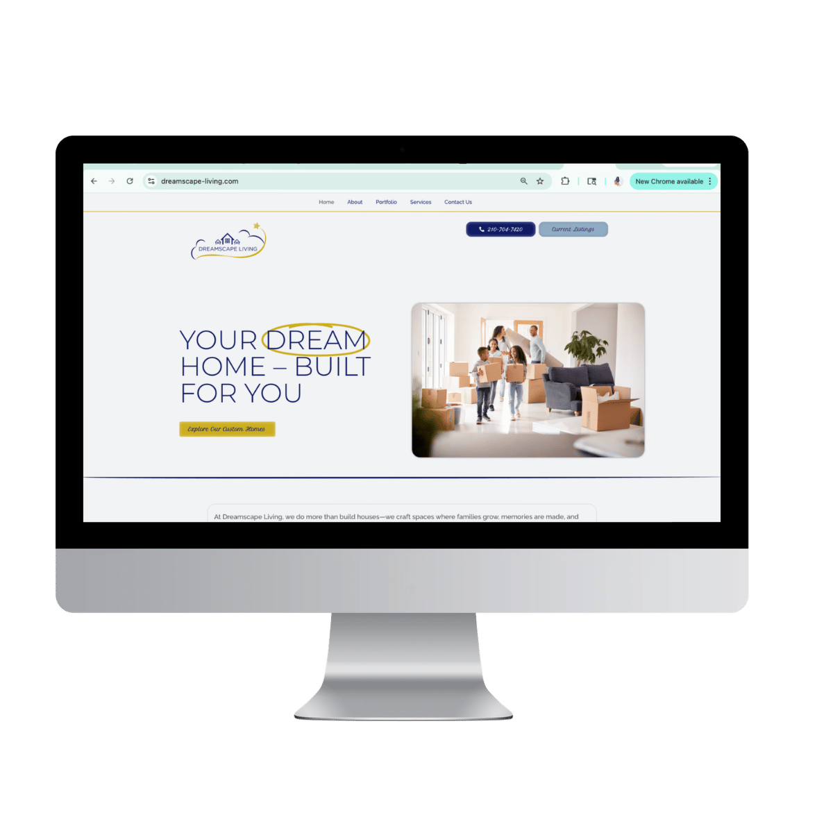 Mac computer mockup with image of clients home page