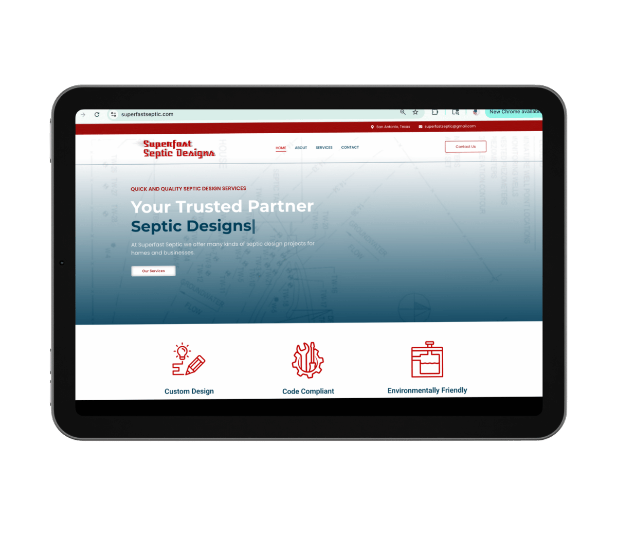 iPad mockup with clients home page