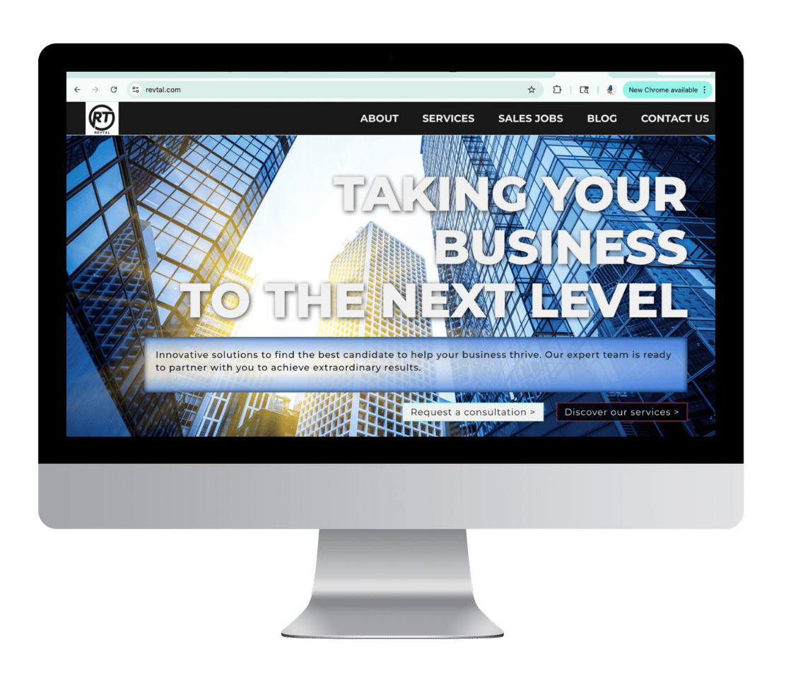 mac computer with clients homepage