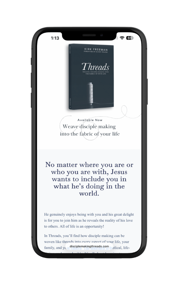 Iphone with clients homepage
